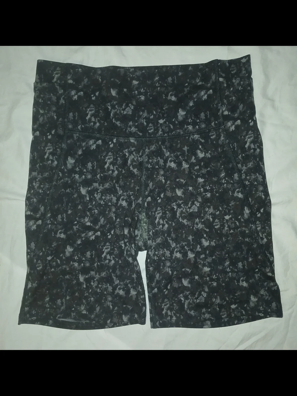 All in Motion Black Marble-Print High Waist Bike Shorts